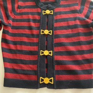 PETER NYGÅRD wool rayon red blue stripe cardigan S